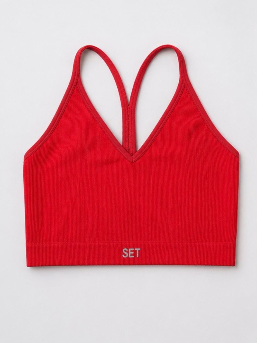 SET Active Red Ribbed Bra Tank